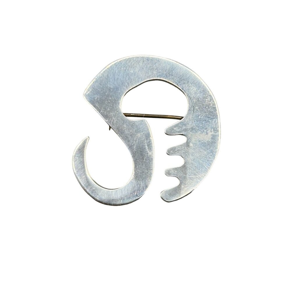 Vintage Taxco Mexico Pin Brooch Abstract Sterling Silver 925 Scribble Design